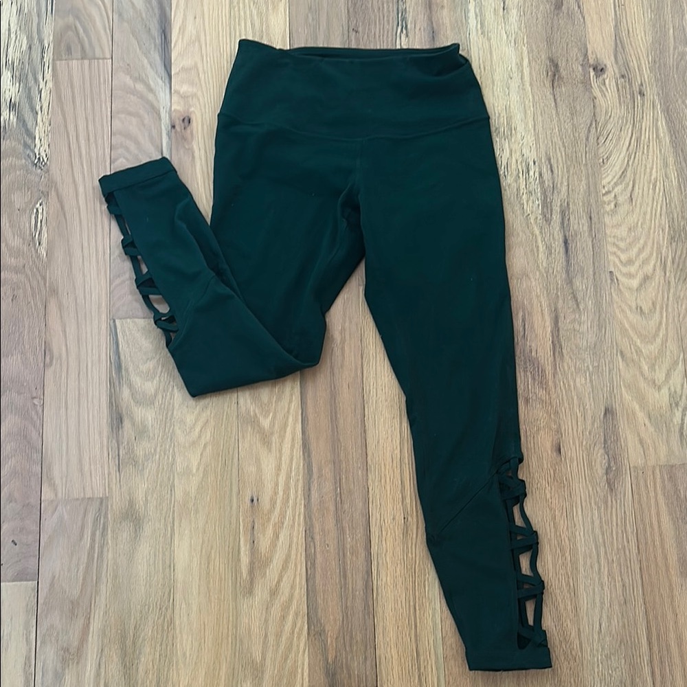 Zella Green Leggings with Side Cutouts